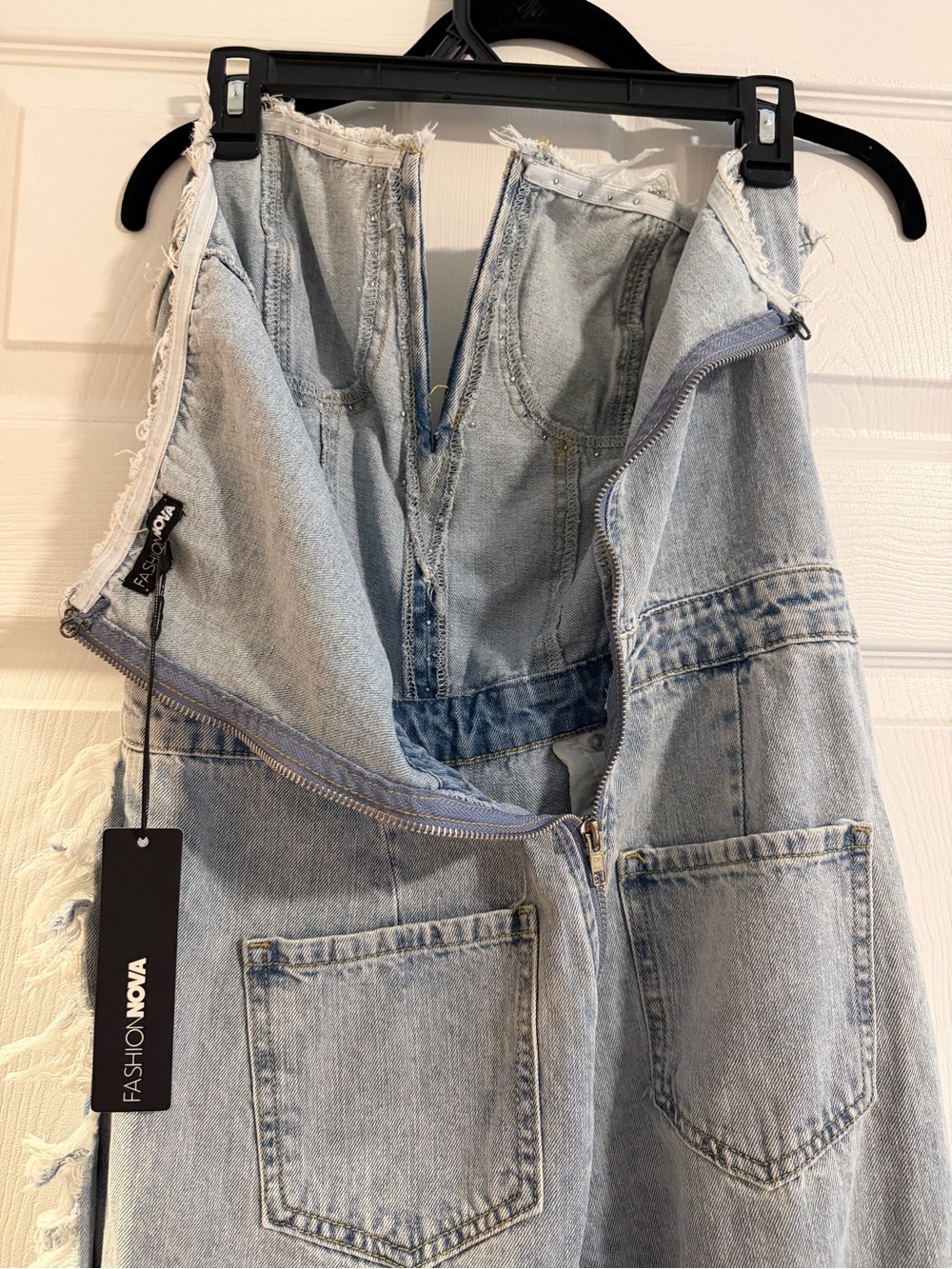NEW Fashion Nova Light Blue Denim jumpsuit size m
